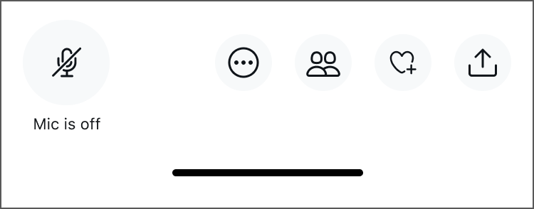 The "Mic if off" button has a slash through the mic and is located at the bottom left of the screen.