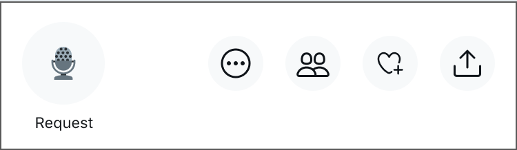 Highlighting the Request button at the bottom left of the screen.