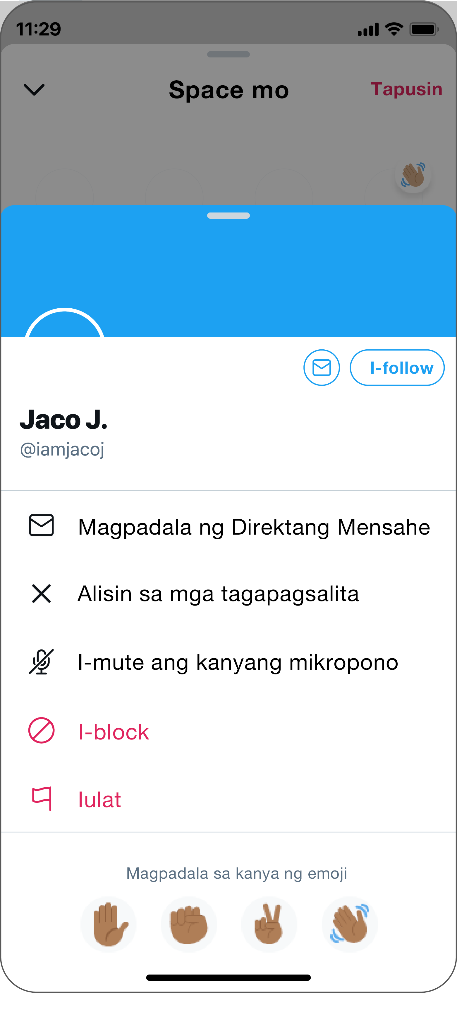 Makikita ng Host ang mga Tagapagsalita at mababawi niya ang kakayahan nilang magsalita kung gusto niya.