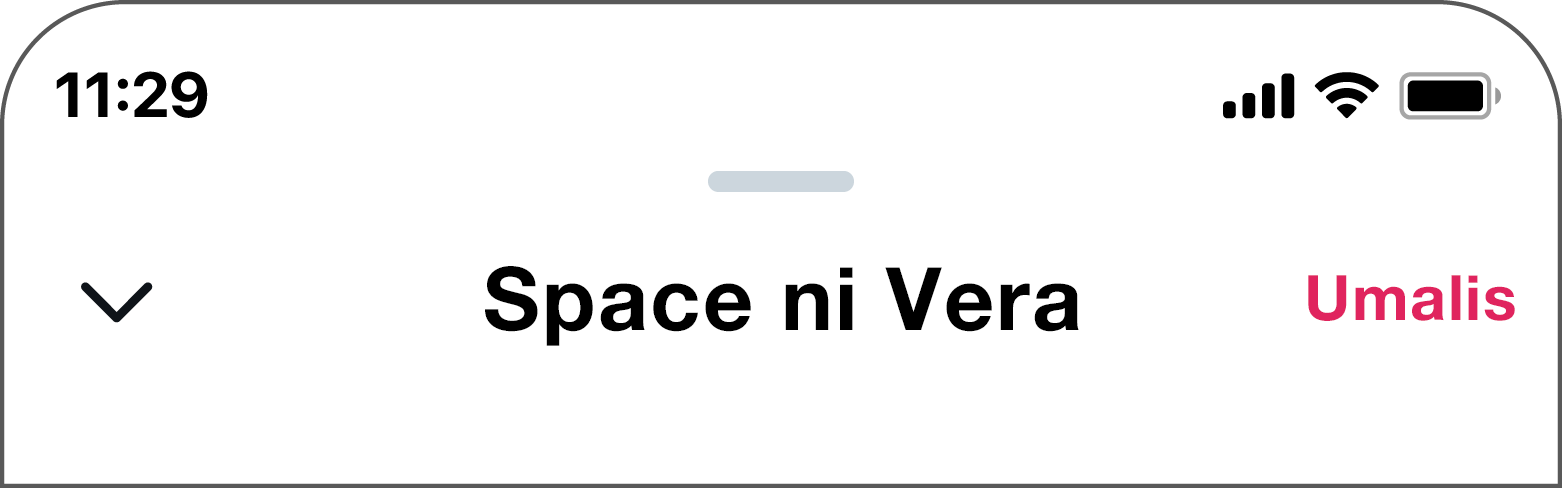 Ang button na Umalis ay matatagpuan sa kanang sulok sa itaas ng screen, katabi ng pangalan ng Space.